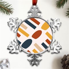 Boho Bohemian Style Design Minimalist Aesthetic Pattern Art Shapes Lines Metal Small Snowflake Ornament by Maspions