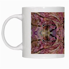 Pink On Brown White Mug by kaleidomarblingart