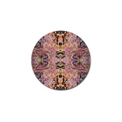 Pink On Brown Golf Ball Marker by kaleidomarblingart