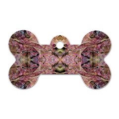 Pink On Brown Dog Tag Bone (two Sides) by kaleidomarblingart