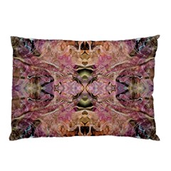 Pink On Brown Pillow Case by kaleidomarblingart