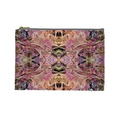 Pink On Brown Cosmetic Bag (large) by kaleidomarblingart