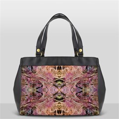 Pink On Brown Oversize Office Handbag (2 Sides) by kaleidomarblingart