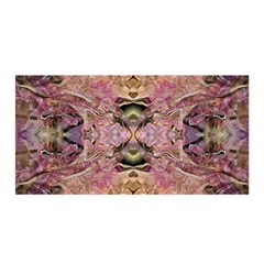 Pink On Brown Satin Wrap 35  X 70  by kaleidomarblingart