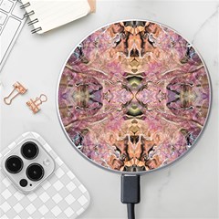 Pink On Brown Wireless Fast Charger(white) by kaleidomarblingart