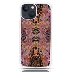 Pink On Brown Iphone 13 Mini Tpu Uv Print Case by kaleidomarblingart