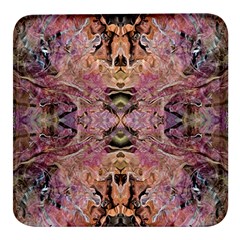 Pink On Brown Square Glass Fridge Magnet (4 Pack) by kaleidomarblingart