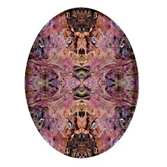 Pink On Brown Oval Glass Fridge Magnet (4 Pack) by kaleidomarblingart