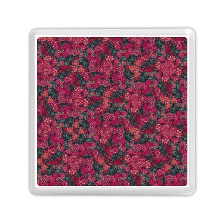 Captivating botanic motif collage composition featuring a harmonious blend of vibrant reds and dark greens. Perfect for adding a touch of natural elegance to any space or garment, whether it s adornin