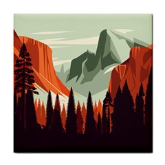 Mountain Travel Canyon Nature Tree Wood Tile Coaster by Maspions