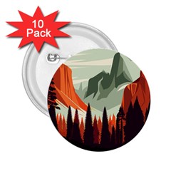 Mountain Travel Canyon Nature Tree Wood 2 25  Buttons (10 Pack)  by Maspions