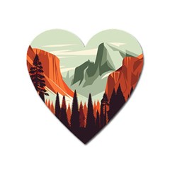 Mountain Travel Canyon Nature Tree Wood Heart Magnet by Maspions