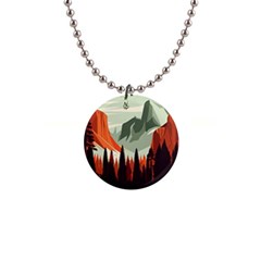 Mountain Travel Canyon Nature Tree Wood 1  Button Necklace by Maspions