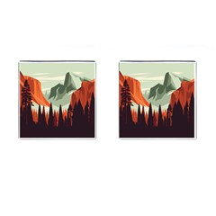 Mountain Travel Canyon Nature Tree Wood Cufflinks (square)