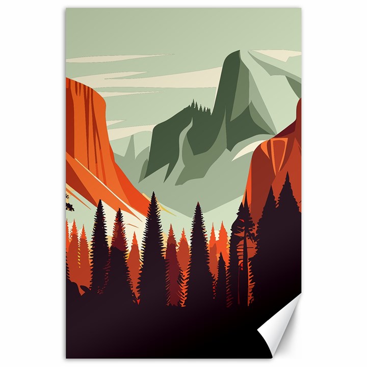 Mountain Travel Canyon Nature Tree Wood Canvas 24  x 36 