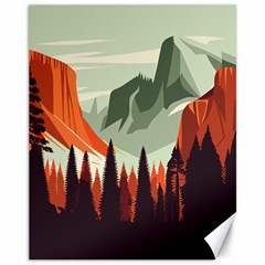 Mountain Travel Canyon Nature Tree Wood Canvas 11  X 14 