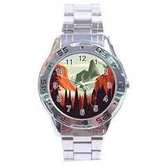 Mountain Travel Canyon Nature Tree Wood Stainless Steel Analogue Watch