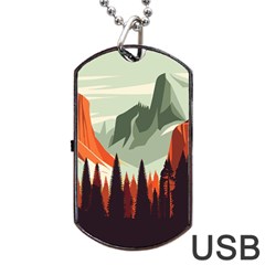 Mountain Travel Canyon Nature Tree Wood Dog Tag Usb Flash (one Side)