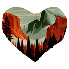 Mountain Travel Canyon Nature Tree Wood Large 19  Premium Heart Shape Cushions