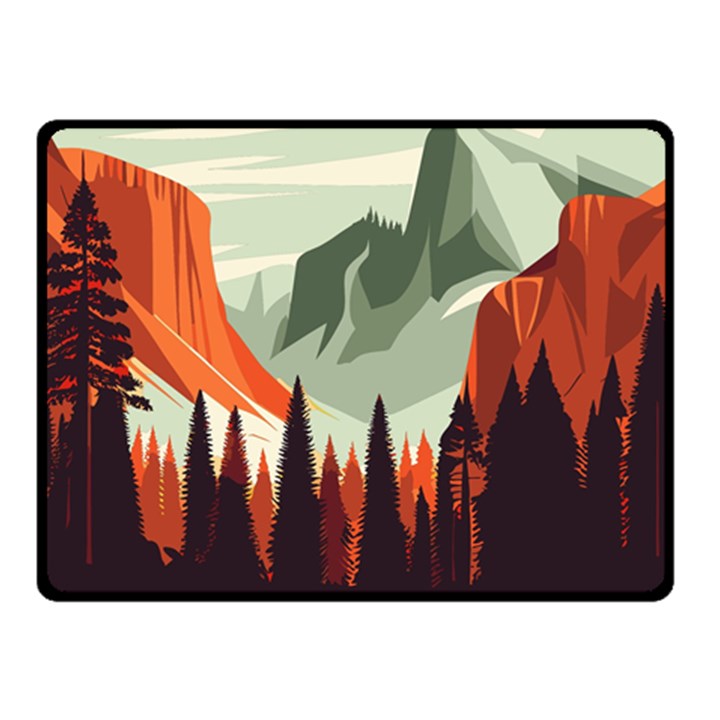 Mountain Travel Canyon Nature Tree Wood Two Sides Fleece Blanket (Small)