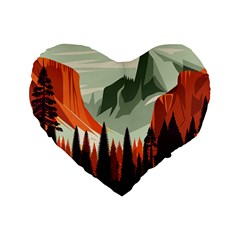 Mountain Travel Canyon Nature Tree Wood Standard 16  Premium Flano Heart Shape Cushions by Maspions