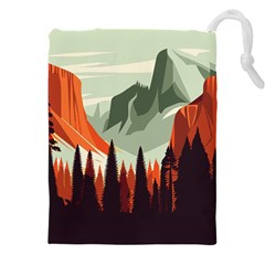 Mountain Travel Canyon Nature Tree Wood Drawstring Pouch (4xl) by Maspions