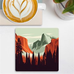 Mountain Travel Canyon Nature Tree Wood Uv Print Square Tile Coaster 