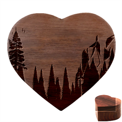 Mountain Travel Canyon Nature Tree Wood Heart Wood Jewelry Box by Maspions