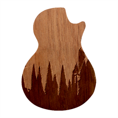 Mountain Travel Canyon Nature Tree Wood Guitar Shape Wood Guitar Pick Holder Case And Picks Set by Maspions