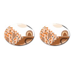 Bohemian Digital Minimalist Boho Style Geometric Abstract Art Cufflinks (oval)