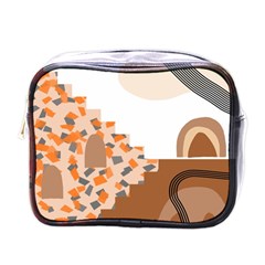 Bohemian Digital Minimalist Boho Style Geometric Abstract Art Mini Toiletries Bag (one Side) by Maspions