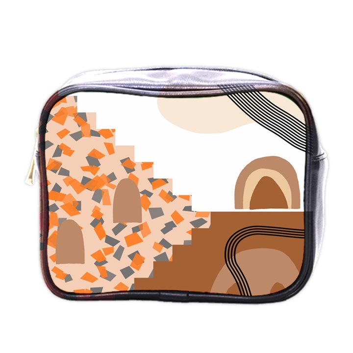 Bohemian Digital Minimalist Boho Style Geometric Abstract Art Mini Toiletries Bag (One Side)