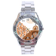 Bohemian Digital Minimalist Boho Style Geometric Abstract Art Stainless Steel Analogue Watch