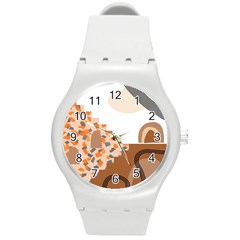 Bohemian Digital Minimalist Boho Style Geometric Abstract Art Round Plastic Sport Watch (m)