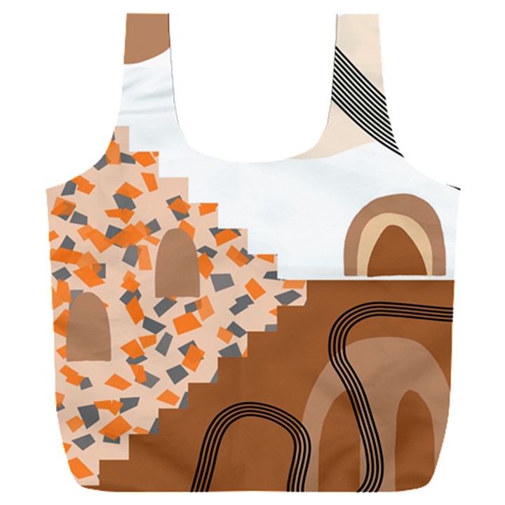 Bohemian Digital Minimalist Boho Style Geometric Abstract Art Full Print Recycle Bag (XXXL)