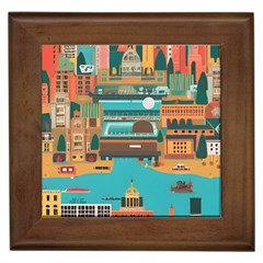 City Painting Town Urban Artwork Framed Tile