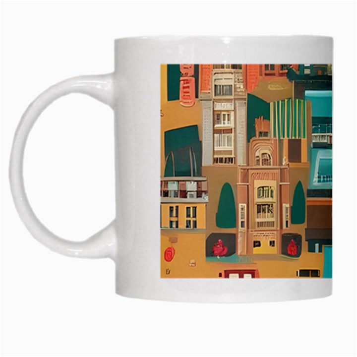 City Painting Town Urban Artwork White Mug