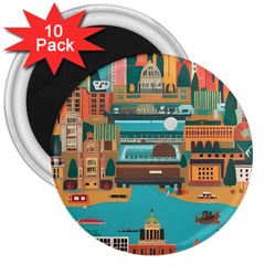 City Painting Town Urban Artwork 3  Magnets (10 Pack)  by Maspions