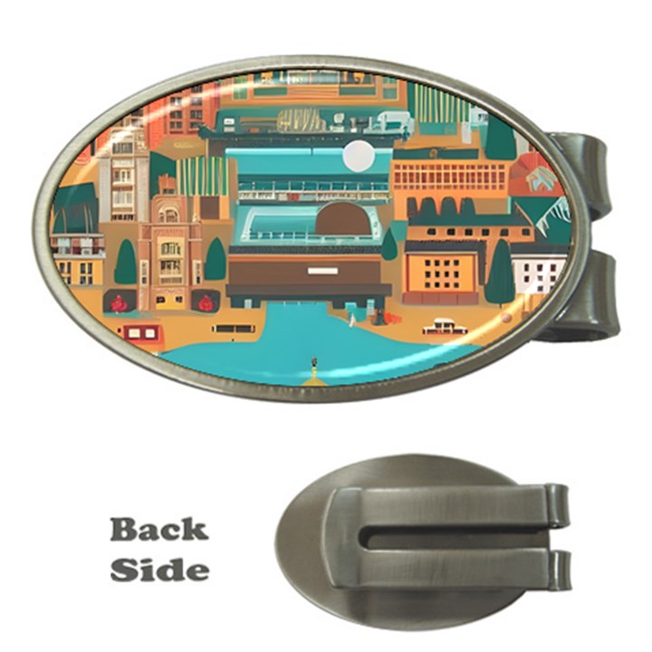 City Painting Town Urban Artwork Money Clips (Oval) 