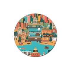 City Painting Town Urban Artwork Magnet 3  (round)