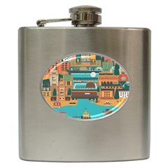 City Painting Town Urban Artwork Hip Flask (6 Oz) by Maspions