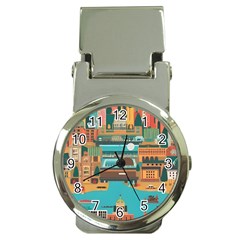 City Painting Town Urban Artwork Money Clip Watches by Maspions