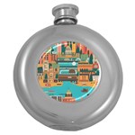 City Painting Town Urban Artwork Round Hip Flask (5 oz) Front