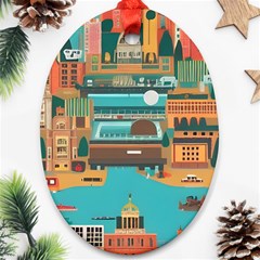 City Painting Town Urban Artwork Oval Ornament (two Sides)