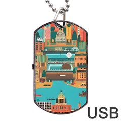 City Painting Town Urban Artwork Dog Tag Usb Flash (one Side) by Maspions