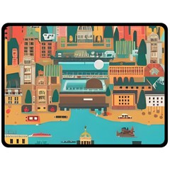 City Painting Town Urban Artwork Two Sides Fleece Blanket (large) by Maspions