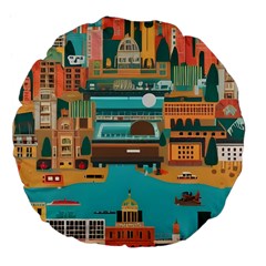 City Painting Town Urban Artwork Large 18  Premium Flano Round Cushions