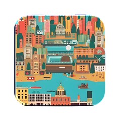 City Painting Town Urban Artwork Square Metal Box (black) by Maspions