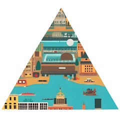 City Painting Town Urban Artwork Wooden Puzzle Triangle by Maspions