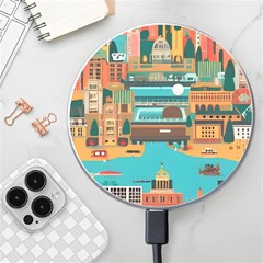 City Painting Town Urban Artwork Wireless Fast Charger(white)